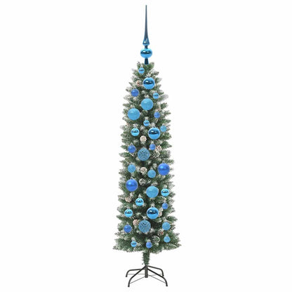 vidaXL Artificial Slim Christmas Tree Green and White 120 cm - 46330