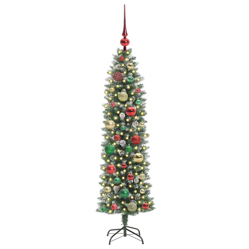 vidaXL Artificial Slim Christmas Tree Green and White 120 cm - 46331