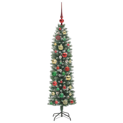 vidaXL Artificial Slim Christmas Tree Green and White 120 cm - 46331