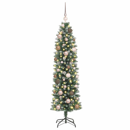 vidaXL Artificial Slim Christmas Tree Green and White 150 cm