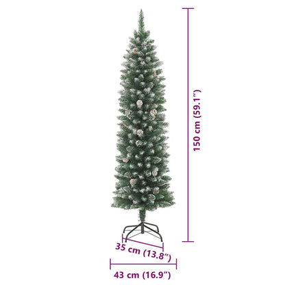 vidaXL Artificial Slim Christmas Tree Green and White 150 cm