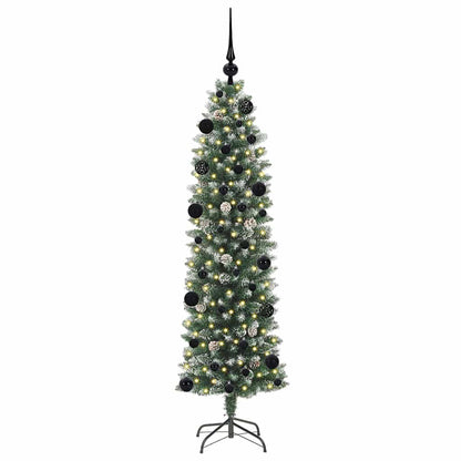vidaXL Artificial Slim Christmas Tree Green and White 150 cm - 46355