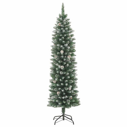 vidaXL Artificial Slim Christmas Tree Green and White 150 cm - 46363