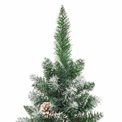 vidaXL Artificial Slim Christmas Tree Green and White 150 cm - 46388