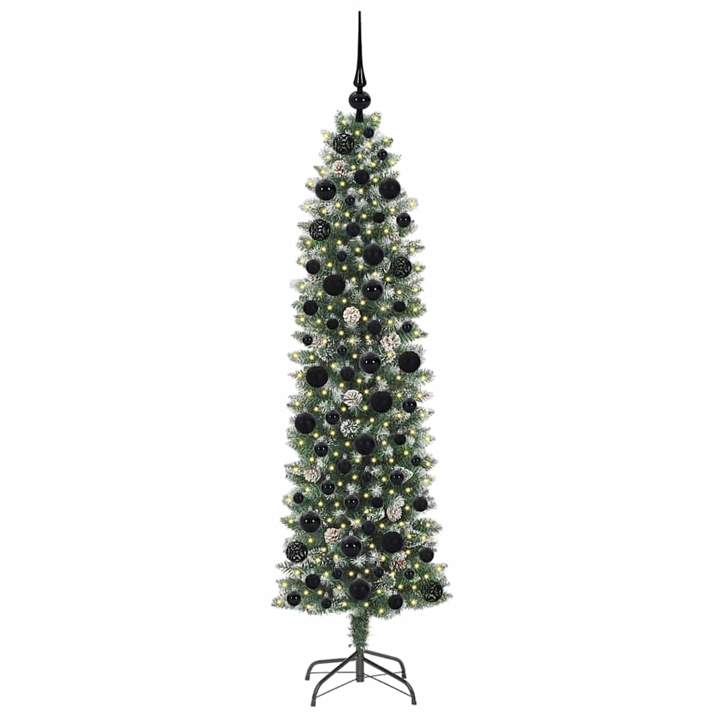 vidaXL Artificial Slim Christmas Tree Green and White 180 cm - 46403