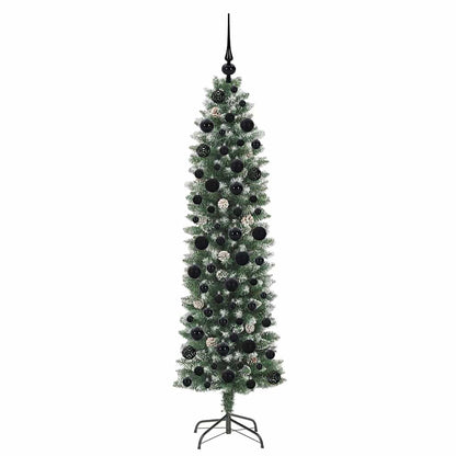 vidaXL Artificial Slim Christmas Tree Green and White 180 cm - 46403