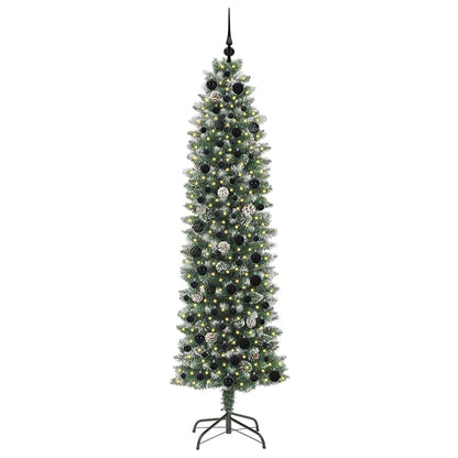 vidaXL Artificial Slim Christmas Tree Green and White 210 cm - 46429