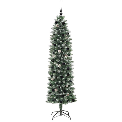 vidaXL Artificial Slim Christmas Tree Green and White 210 cm - 46429