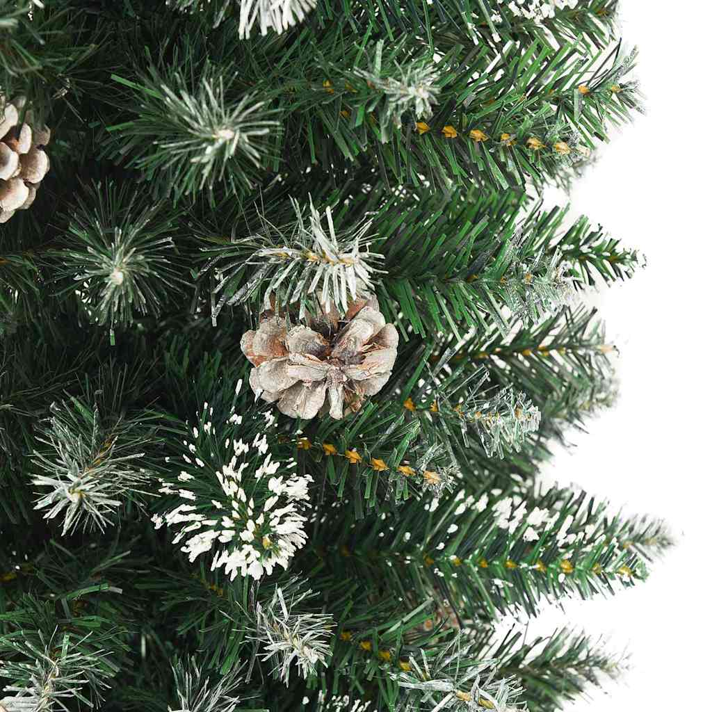 vidaXL Artificial Slim Christmas Tree Green and White 210 cm - 46469