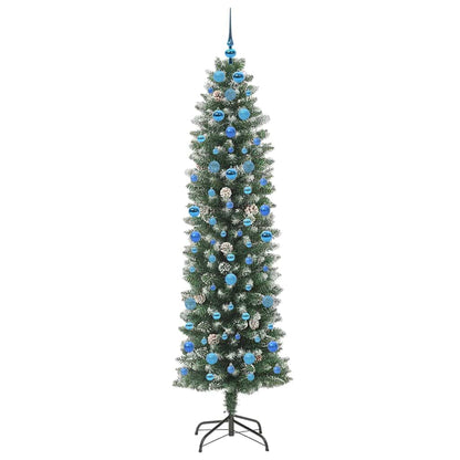 vidaXL Artificial Slim Christmas Tree Green and White 210 cm - 46469