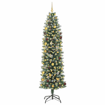 vidaXL Artificial Slim Christmas Tree Green and White 240 cm