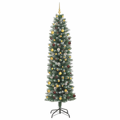 vidaXL Artificial Slim Christmas Tree Green and White 240 cm