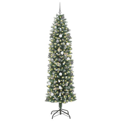 vidaXL Artificial Slim Christmas Tree Green and White 240 cm - 46493