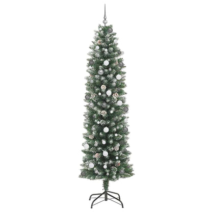 vidaXL Artificial Slim Christmas Tree Green and White 240 cm - 46493