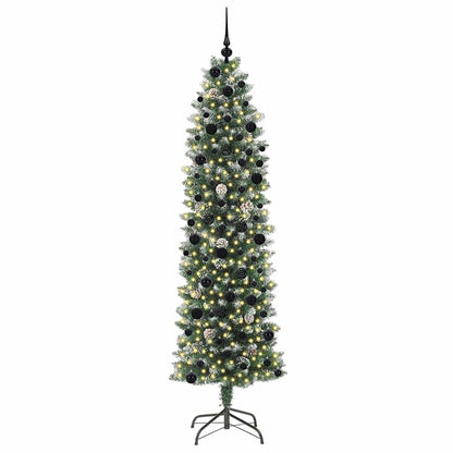 vidaXL Artificial Slim Christmas Tree Green and White 240 cm - 46498