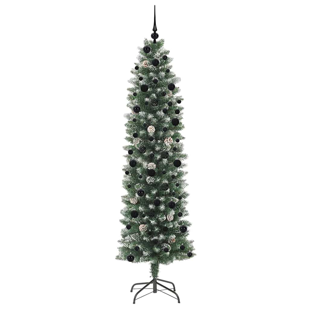 vidaXL Artificial Slim Christmas Tree Green and White 240 cm - 46498