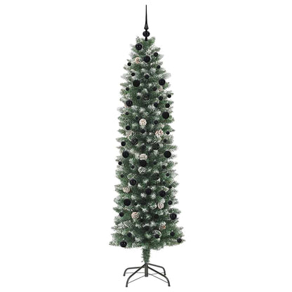 vidaXL Artificial Slim Christmas Tree Green and White 240 cm - 46498
