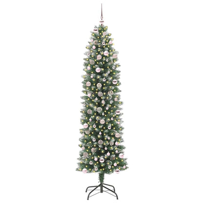 vidaXL Artificial Slim Christmas Tree Green and White 240 cm - 46502