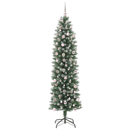 vidaXL Artificial Slim Christmas Tree Green and White 240 cm - 46502