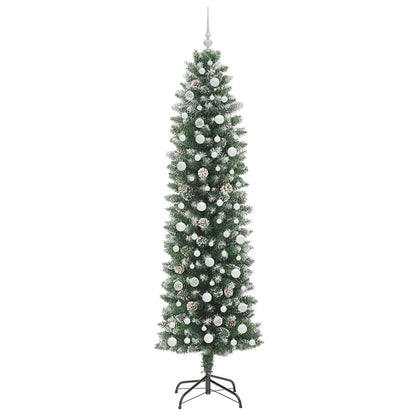 vidaXL Artificial Slim Christmas Tree Green and White 240 cm - 46515