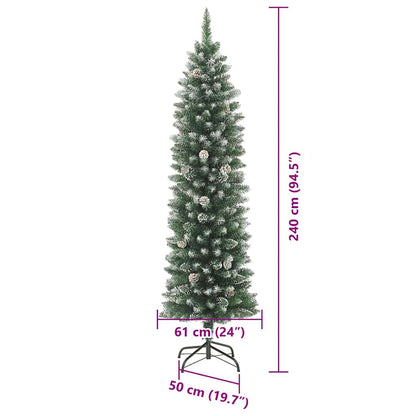 vidaXL Artificial Slim Christmas Tree Green and White 240 cm - 46515