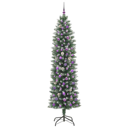 vidaXL Artificial Slim Christmas Tree Green and White 240 cm - 46526