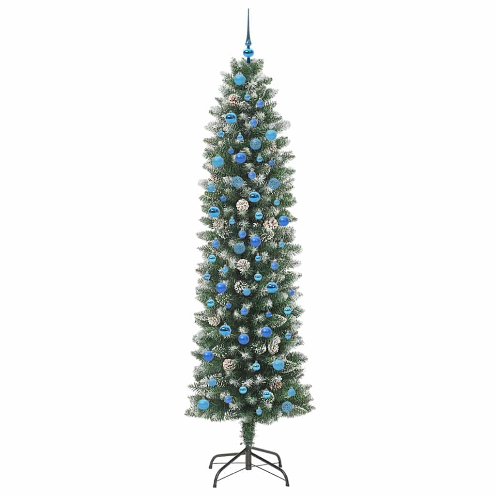 vidaXL Artificial Slim Christmas Tree Green and White 240 cm - 46527