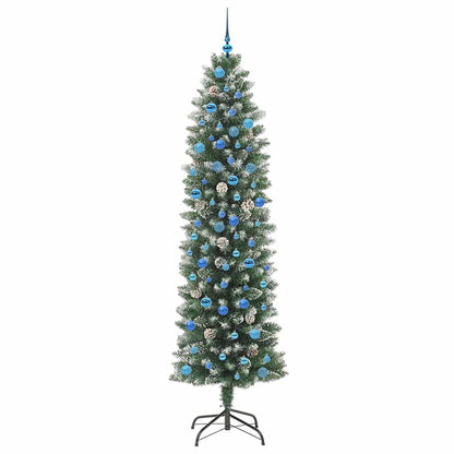 vidaXL Artificial Slim Christmas Tree Green and White 240 cm - 46527