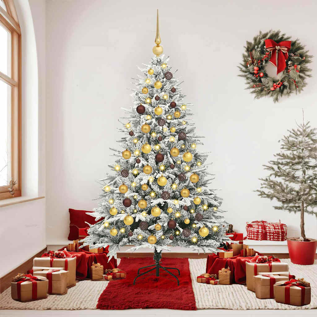 vidaXL Artificial Pre-lit Christmas Tree with Ball Set Green 180 cm - 46539