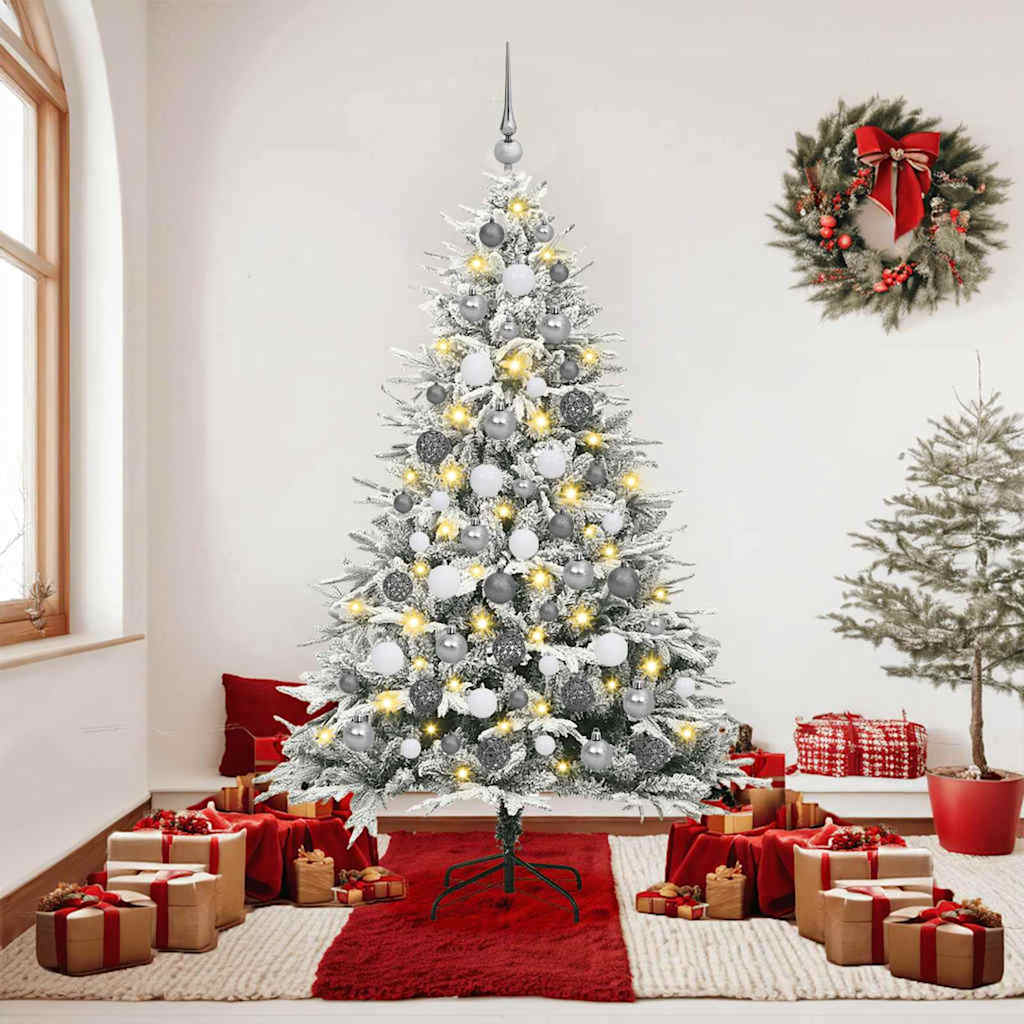 vidaXL Artificial Pre-lit Christmas Tree with Ball Set Green 180 cm - 46540