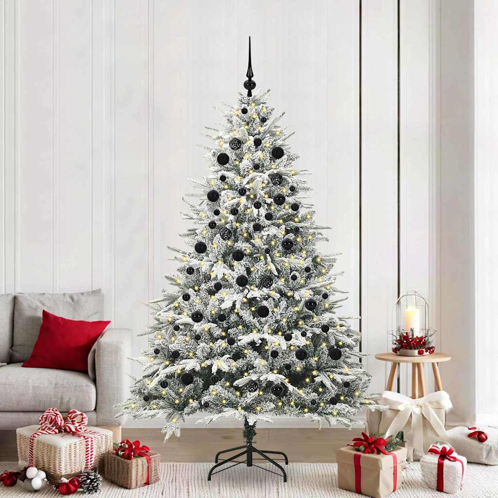 vidaXL Artificial Pre-lit Christmas Tree with Ball Set Green 210 cm - 46574