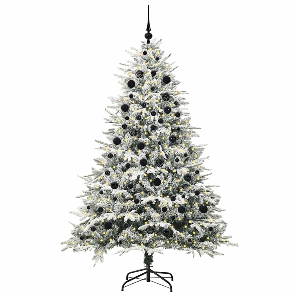 vidaXL Artificial Pre-lit Christmas Tree with Ball Set Green 210 cm - 46574