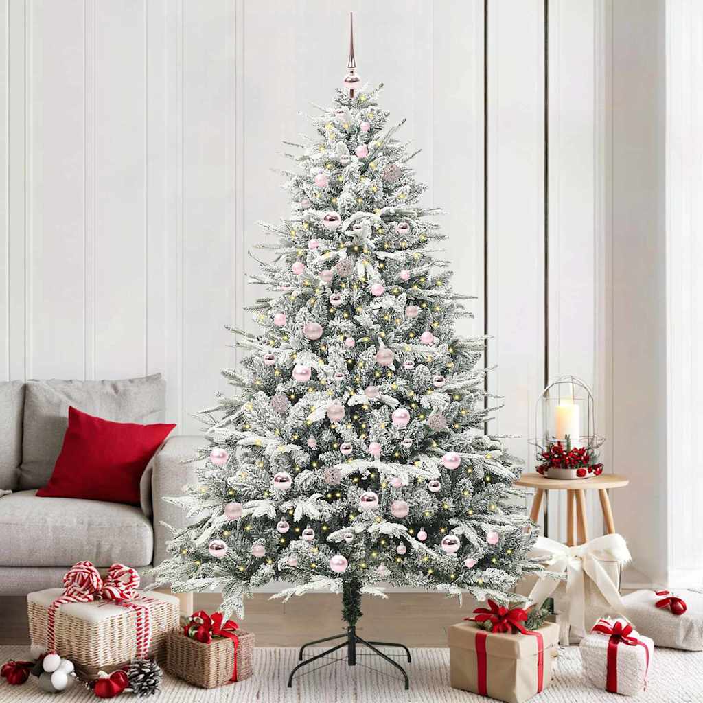 vidaXL Artificial Pre-lit Christmas Tree with Ball Set Green 210 cm - 46577