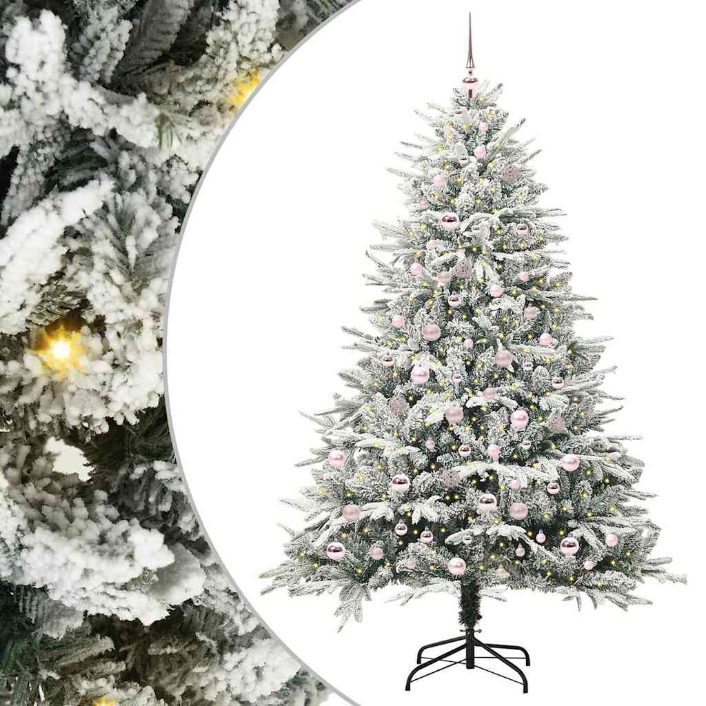 vidaXL Artificial Pre-lit Christmas Tree with Ball Set Green 210 cm - 46577