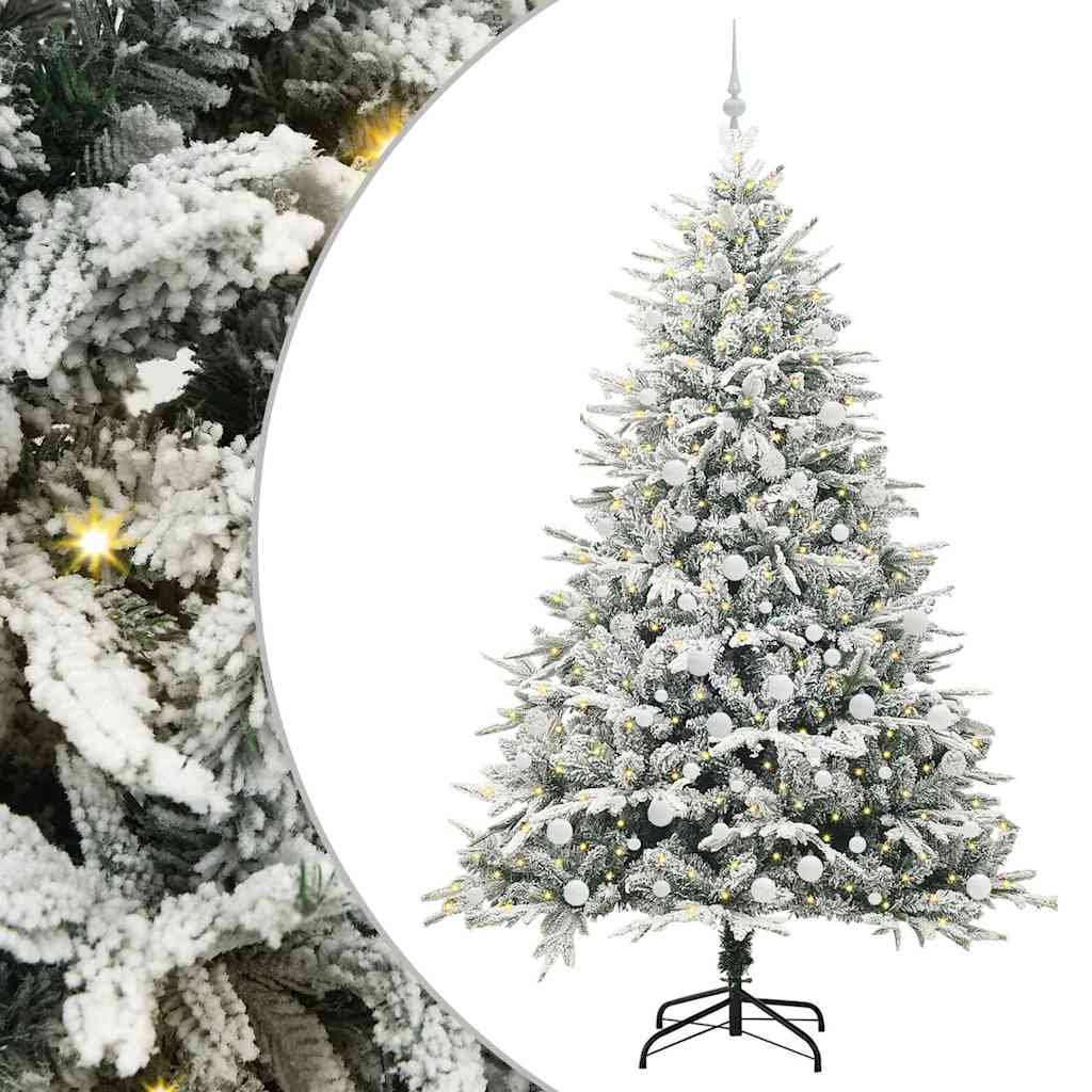 vidaXL Artificial Pre-lit Christmas Tree with Ball Set Green 210 cm - 46578