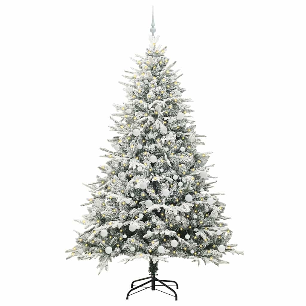 vidaXL Artificial Pre-lit Christmas Tree with Ball Set Green 210 cm - 46578