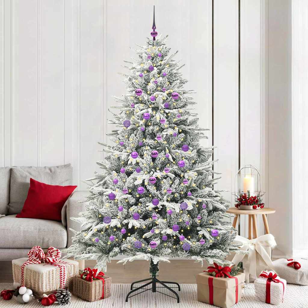 vidaXL Artificial Pre-lit Christmas Tree with Ball Set Green 210 cm - 46579
