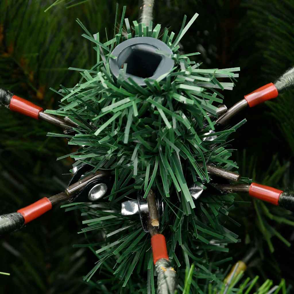 vidaXL Artificial Hinged Christmas Tree with Flocked Snow 150 LEDs - Green - 150 cm