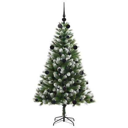 vidaXL Artificial Hinged Christmas Tree with Flocked Snow 150 LEDs - Green - 150 cm - 46609