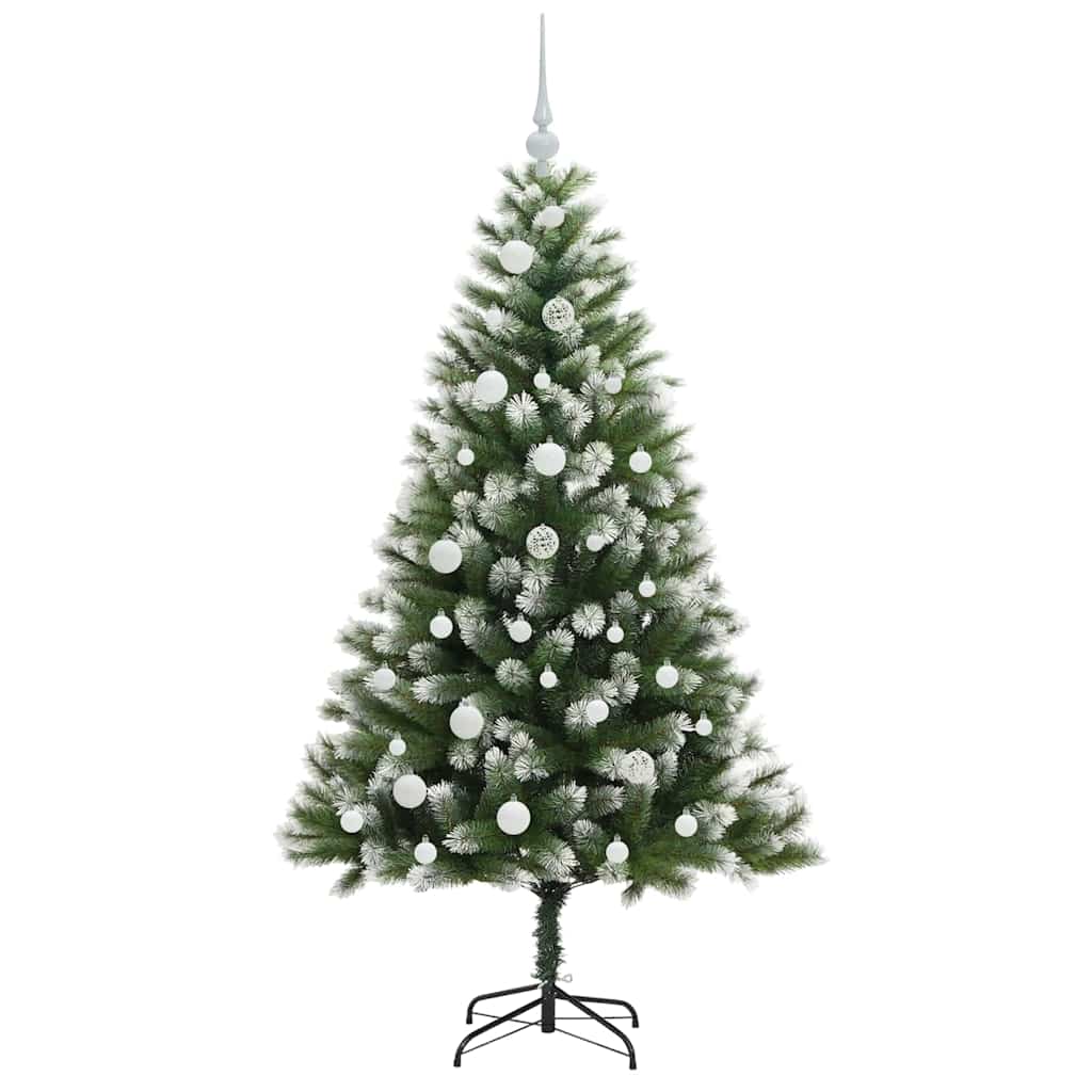 vidaXL Artificial Hinged Christmas Tree with Flocked Snow 150 LEDs - Green - 150 cm - 46617