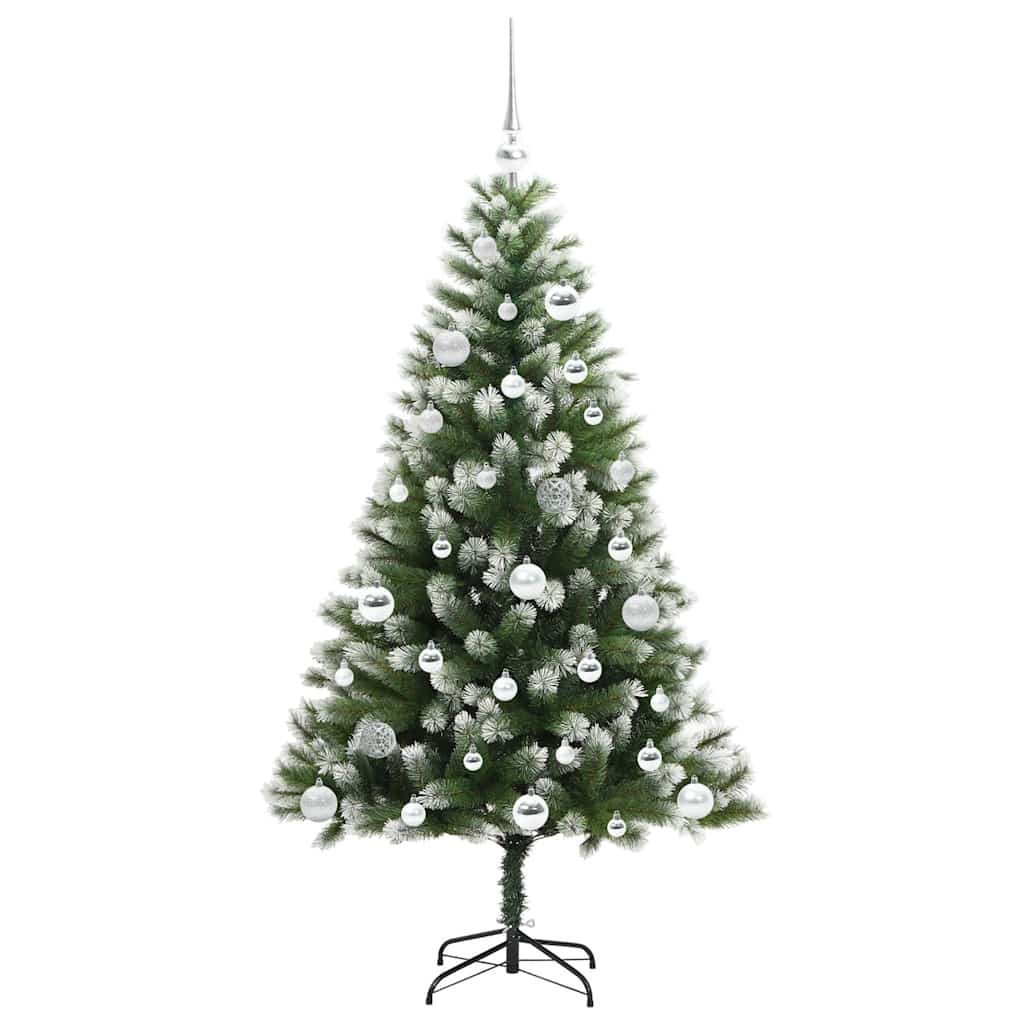 vidaXL Artificial Hinged Christmas Tree with Flocked Snow 150 LEDs - Green - 150 cm - 46627