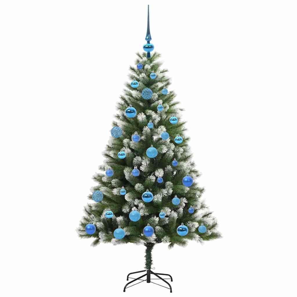vidaXL Artificial Hinged Christmas Tree with Flocked Snow 150 LEDs - Green - 150 cm - 46637