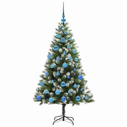 vidaXL Artificial Hinged Christmas Tree with Flocked Snow 150 LEDs - Green - 150 cm - 46637
