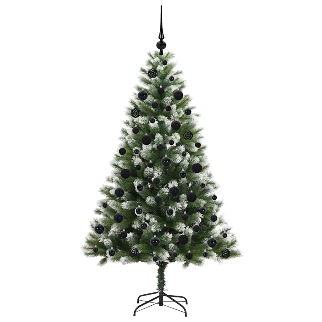 vidaXL Artificial Hinged Christmas Tree with Flocked Snow 300 LEDs - Green - 180 cm