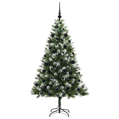vidaXL Artificial Hinged Christmas Tree with Flocked Snow 300 LEDs - Green - 180 cm