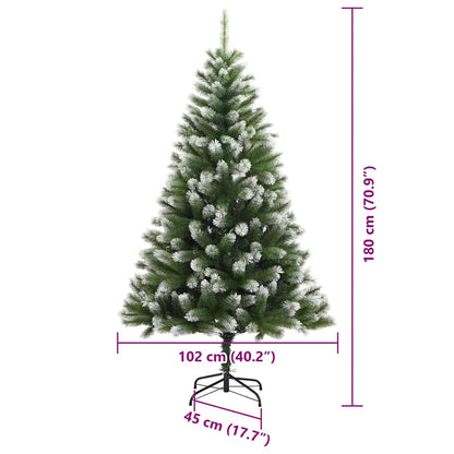 vidaXL Artificial Hinged Christmas Tree with Flocked Snow 300 LEDs - Green - 180 cm - 46672