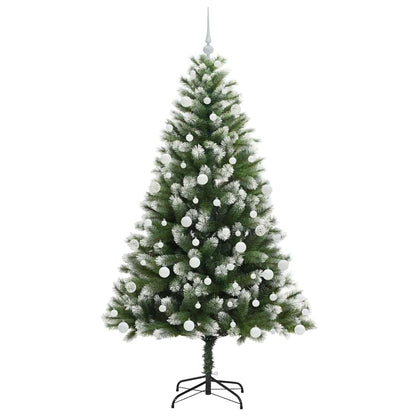 vidaXL Artificial Hinged Christmas Tree with Flocked Snow 300 LEDs - Green - 180 cm - 46675