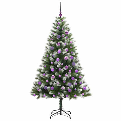 vidaXL Artificial Hinged Christmas Tree with Flocked Snow 300 LEDs - Green - 180 cm - 46676
