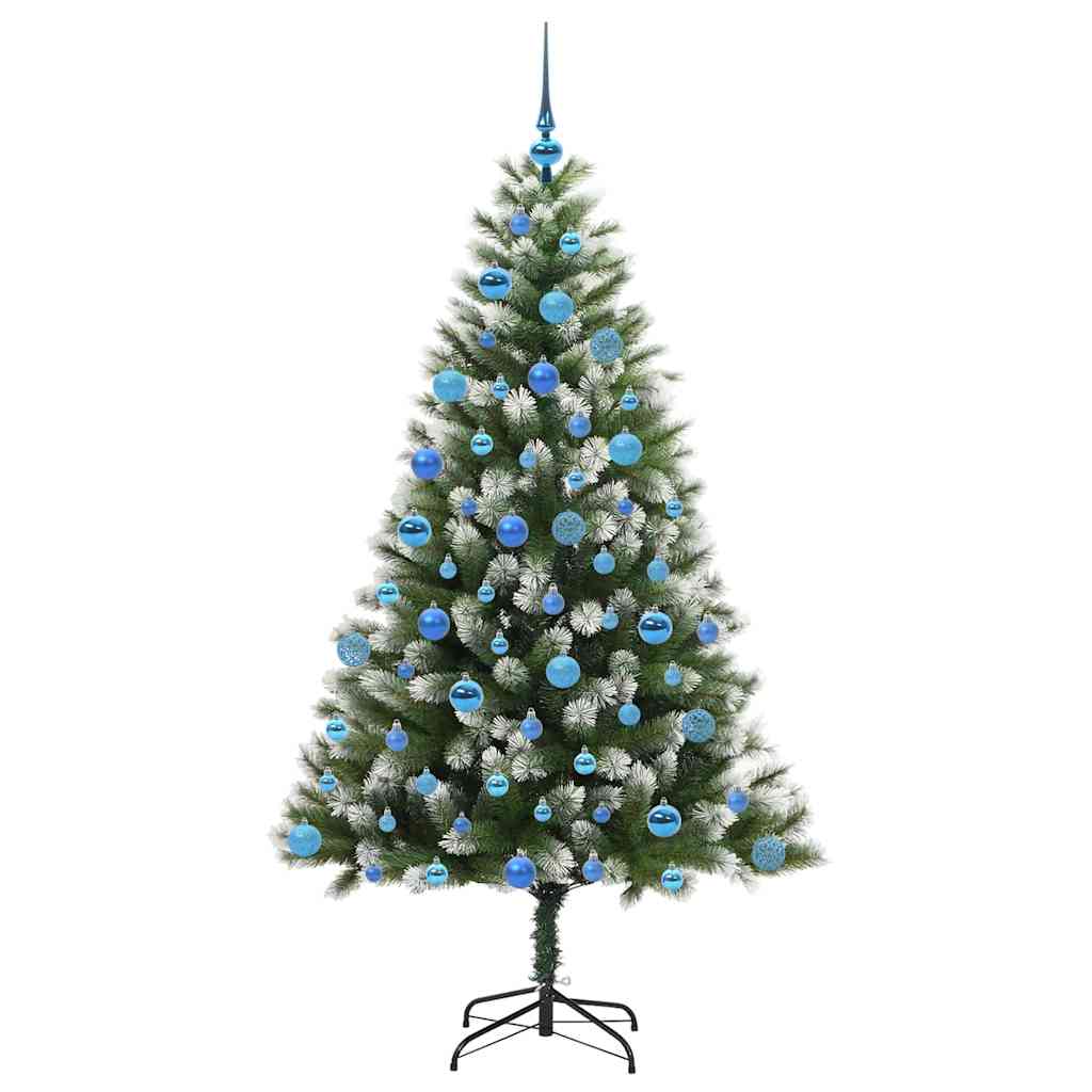 vidaXL Artificial Hinged Christmas Tree with Flocked Snow 300 LEDs - Green - 180 cm - 46683