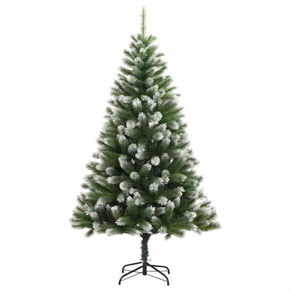 vidaXL Artificial Hinged Christmas Tree with Flocked Snow 300 LEDs - Green - 180 cm - 46683